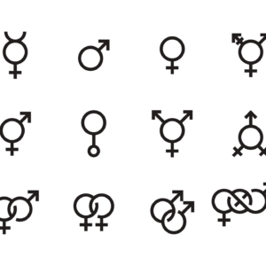 Una illustrazione con tanti simboli diversi per i tanti orientamenti sessuali diversi che ci sono.
