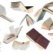 Una composizione fotografica che mostra tanti libri aperti che paiono svolazzare su uno sfondo bianco.