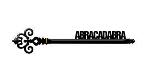 Illustrazione che raffigura una lunga chiave antica, stilizzata, che invece dei dentelli, alla fine dell'asta, ha la parola "ABRACADABRA".