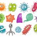 Un’illustrazione che raffigura, in modo molto stilizzato, tanti germi di tanti colori e forme diverse, ognuno con un numero variabile di occhi, bocche, denti, e con tante espressioni diverse, ma tutti un po’ mostruosi.