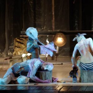 Foto di scena dallo spettacolo teatrale “Paesaggio con fratello rotto”, ispirato alle poesie di Mariangela Gualtieri, per la regia di Cesare Ronconi, prodotto da Teatro Valdoca nel 2005.