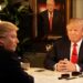 Una foto a colori, in formato orizzontale, che ritrae Donald Trump davanti a uno specchio da camerino. Dello specchio però c'è solo la cornice, e l'uomo dall'altra parte è un intervistatore acconciato e truccato per somigliargli. E' una foto di scena di un'intervista a Trump andata realmente in onda.